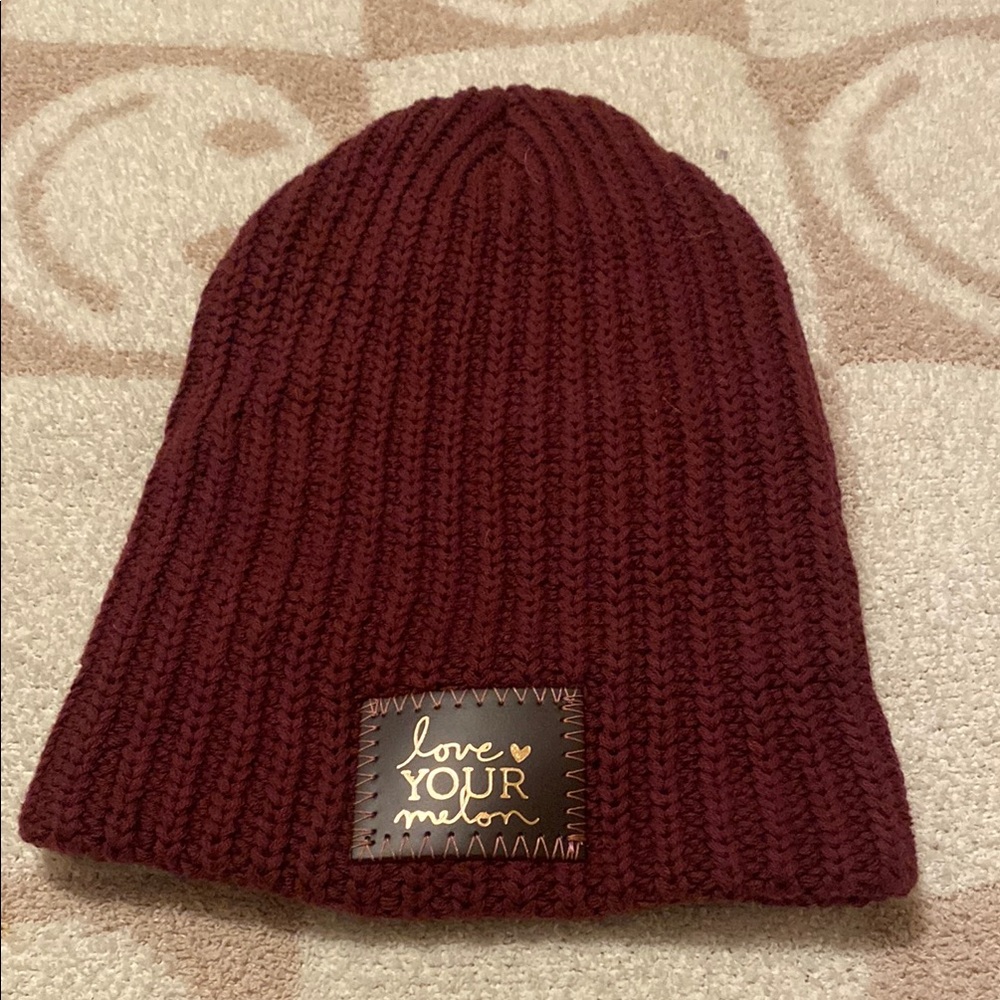 Love Your Melon burgundy cable knit beanie
